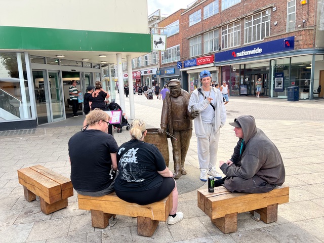 The Yarn with Ernie statue in the Market Place